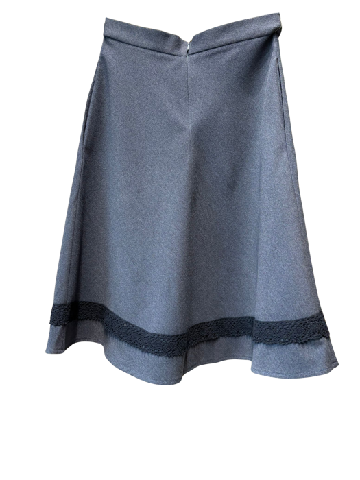 Fusta din jerse de bumbac albastru cu dantela aplicata si buzunare [2]