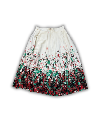 Fusta din bumbac , alba cu imprimeu floral [2]