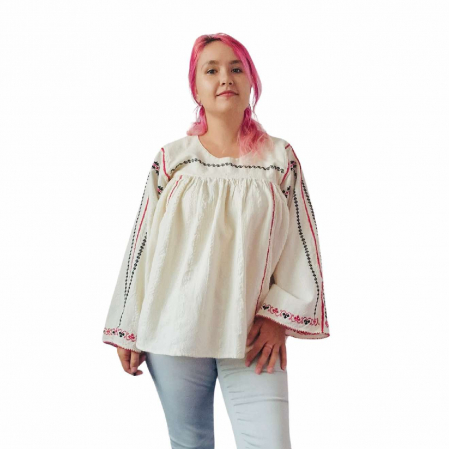 Colectia de Zestre - "Ie Dobrogeana Brodata Manual - Panza 100% Bumbac Tesuta Manual"