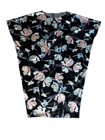 Rochii - Rochie fluture din catifea cu imprimeu floral