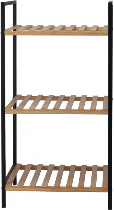 Raft de Depozitare cu 3 Nivele, Cadru Metalic și Bambus, Design Modern [1]