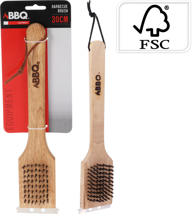 Perie pentru curățat grătar BBQ – 30 cm, din lemn [1]