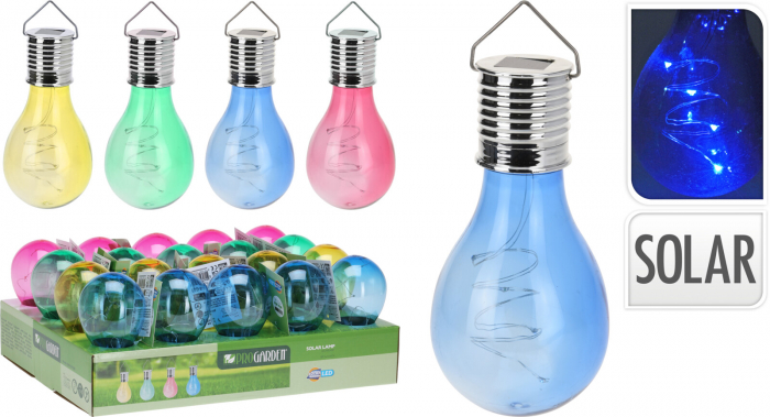 Lampă solară decorativă,formă de bec, LED, multicolor, exterior, grădină și terasă [1]
