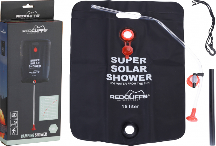 Duș solar camping RedCliffs, capacitate 15L, încălzire apă cu energie solară [1]