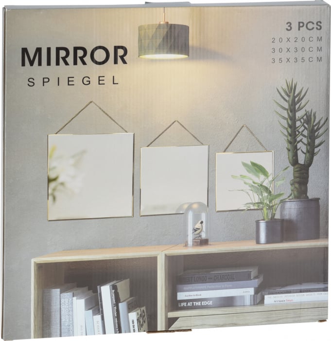 Set Oglinzi Decorative de Perete, 3 Dimensiuni, Ramă Aurie [1]
