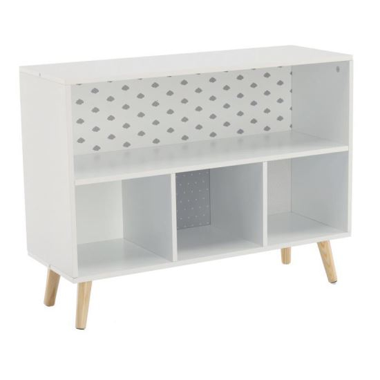 BIBLIOTECA, MDF, 4 POLITE, MODEL NORI, ALB-GRI, 78X28X58 CM, CHOMIK [1]