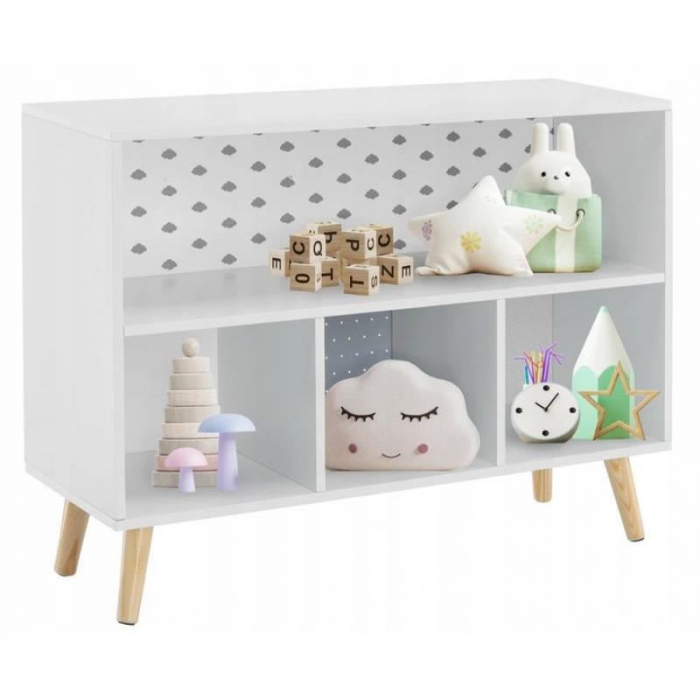 BIBLIOTECA, MDF, 4 POLITE, MODEL NORI, ALB-GRI, 78X28X58 CM, CHOMIK [2]