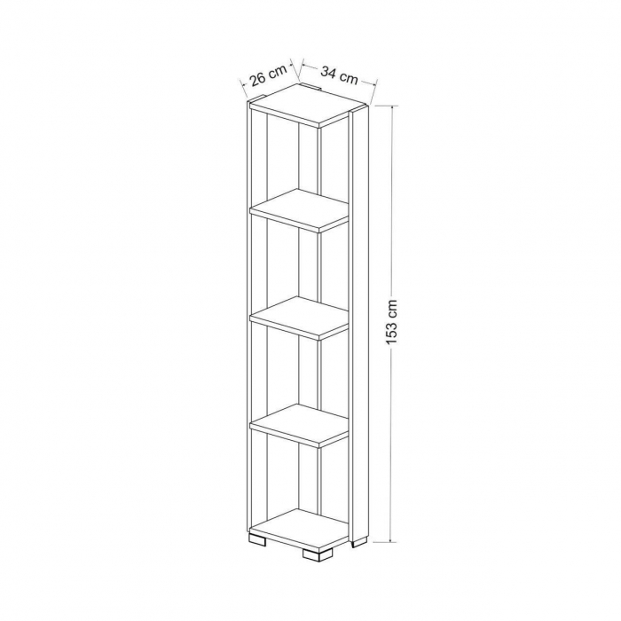 BIBLIOTECA, PAL MELAMINAT, 4 RAFTURI, ANTRACIT SI NATUR, 34X26X153 CM, NARROW, MINAR [2]