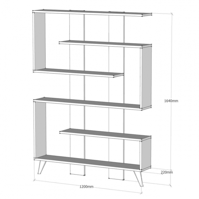 BIBLIOTECA, PAL MELAMINAT, ALB, 120X22X164 CM, JANE, MINAR [2]