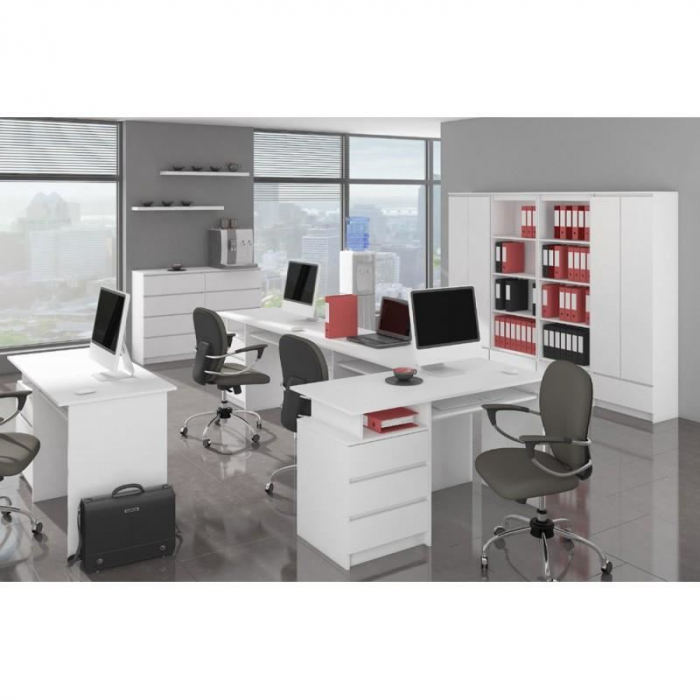 BIBLIOTECA, PLACA LAMINATA, 1 SERTAR, 4 RAFTURI, ALB, 60X35X180 CM  [2]