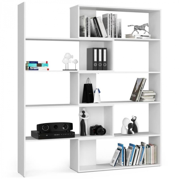 BIBLIOTECA, PLACA LAMINATA, 2 MODULE, 2X5 RAFTURI, ALB, 182 CM, TWIST [4]