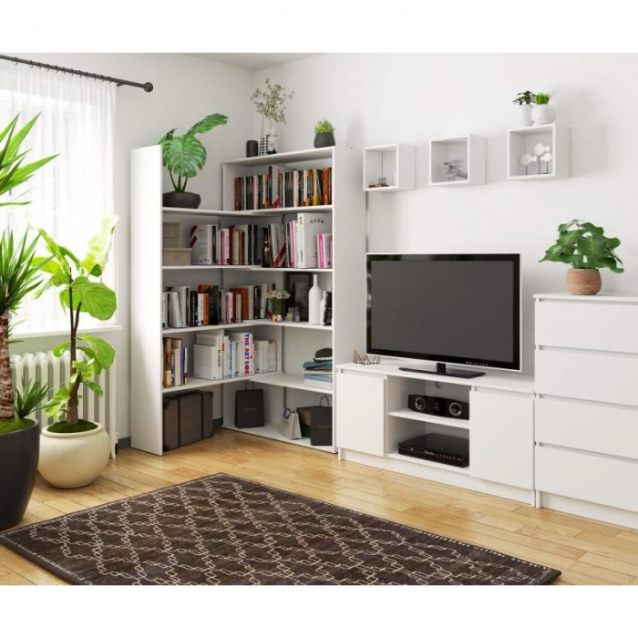 BIBLIOTECA, PLACA LAMINATA, 2 MODULE, 2X5 RAFTURI, ALB, 182 CM, TWIST [5]