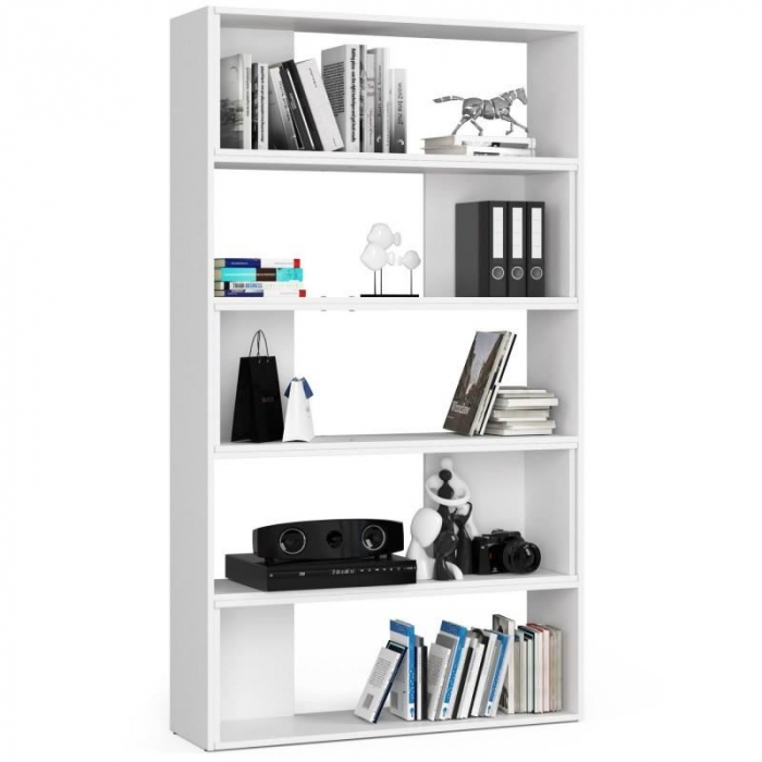 BIBLIOTECA, PLACA LAMINATA, 2 MODULE, 2X5 RAFTURI, ALB, 182 CM, TWIST [3]