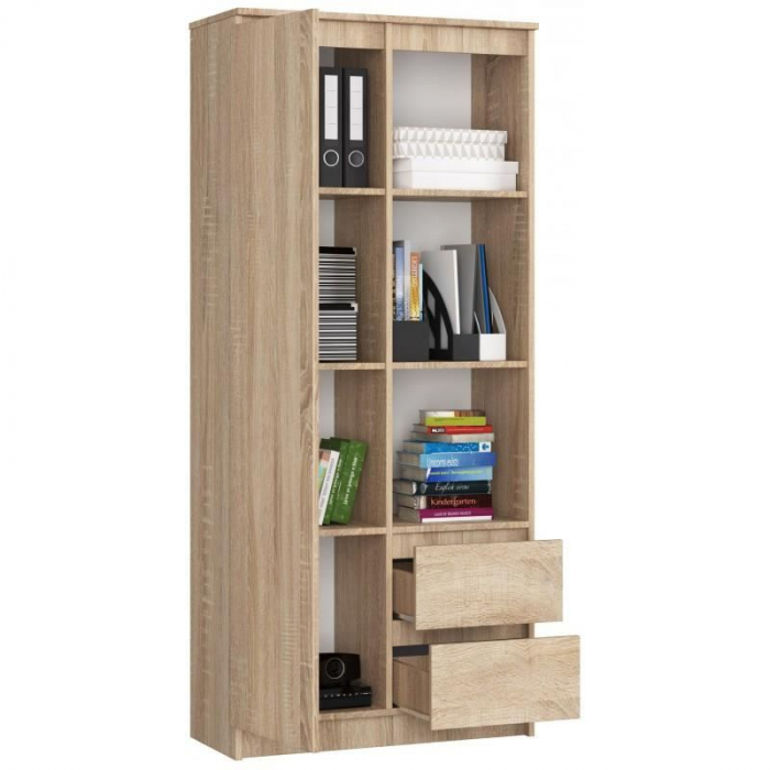 BIBLIOTECA, PLACA LAMINATA, 2 SERTARE, 7 RAFTURI, STEJAR, 80X35X180 CM [4]