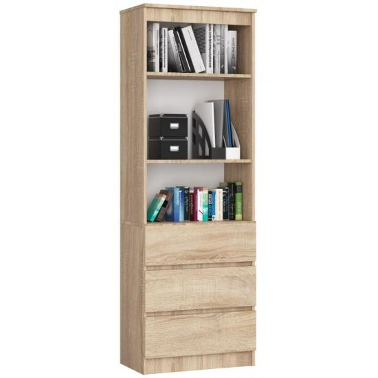 BIBLIOTECA, PLACA LAMINATA, 3 SERTARE, 3 RAFTURI, STEJAR, 60X35X180 CM [1]