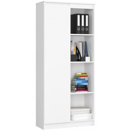 BIBLIOTECA, PLACA LAMINATA, 8 RAFTURI, 1 USA, ALB, 80X35X180 CM [1]