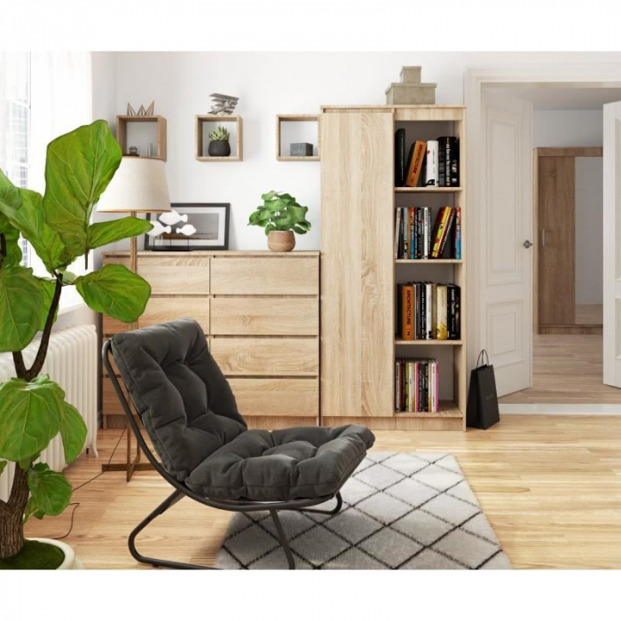BIBLIOTECA, PLACA LAMINATA, 8 RAFTURI, 1 USA, STEJAR, 80X35X180 CM [2]