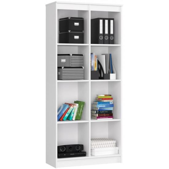 BIBLIOTECA, PLACA LAMINATA, 8 RAFTURI, ALB, 80X35X180 CM [1]