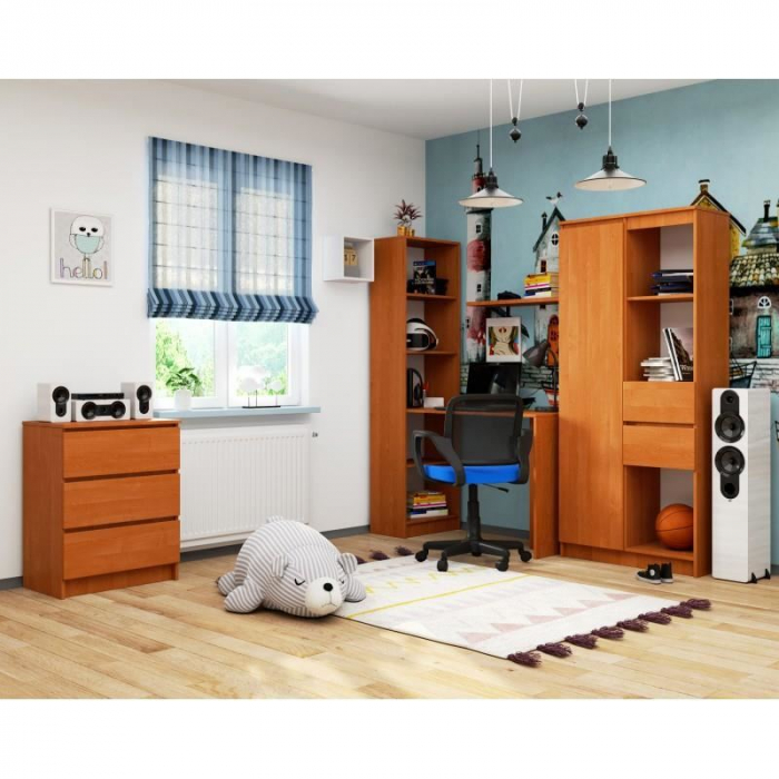 BIROU CALCULATOR CU BIBLIOTECA, PLACA LAMINATA, 5 RAFTURI, ARIN, 125X50X180 CM, SMART [2]