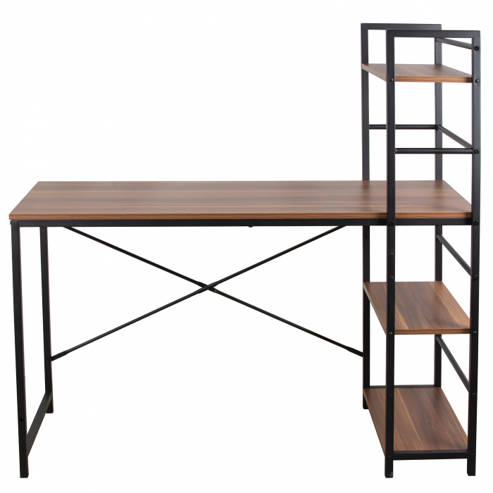Birou calculator, Jumi, pal melaminat, otel, 3 rafturi, natur si negru, 120x52x120 cm [1]