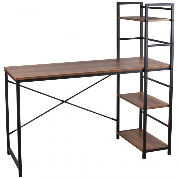 Birou calculator, Jumi, pal melaminat, otel, 3 rafturi, natur si negru, 120x52x120 cm [2]