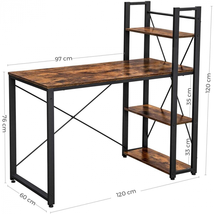 BIROU CALCULATOR, MUFART, PAL SI OTEL, 3 RAFTURI, MARO RUSTIC, MAX 50 KG, 120X60X120 CM [6]