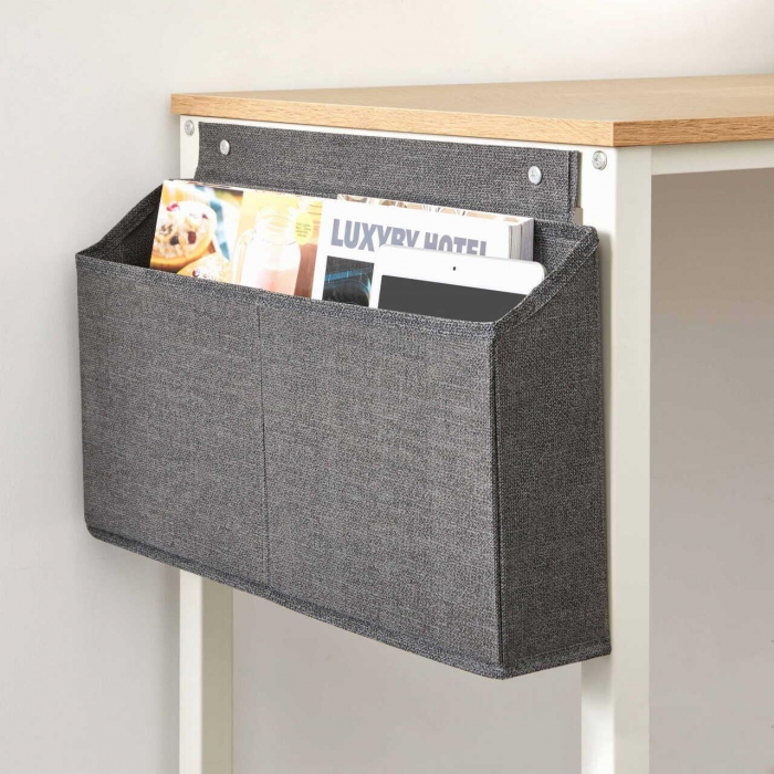 BIROU CALCULATOR PE COLT, VASAGLE, PAL SI OTEL, BUZUNAR LATERAL, NATUR, MAX 50 KG, 135X135X76 CM [6]