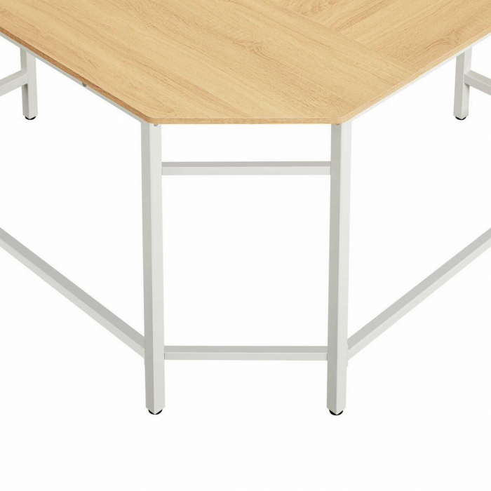 BIROU CALCULATOR PE COLT, VASAGLE, PAL SI OTEL, BUZUNAR LATERAL, NATUR, MAX 50 KG, 135X135X76 CM [3]