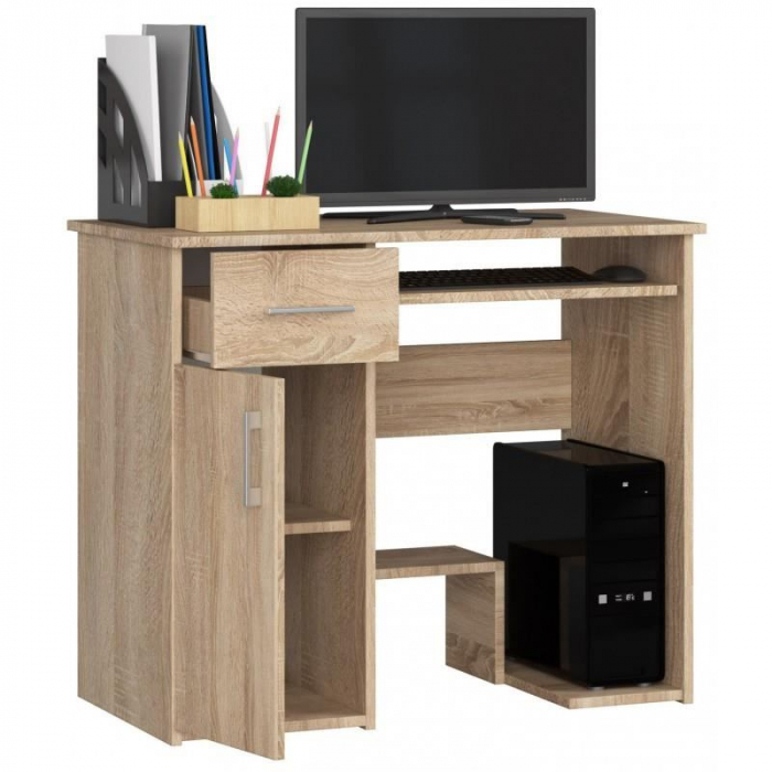 BIROU CALCULATOR, PLACA LAMINATA, 1 SERTAR, 3 RAFTURI, STEJAR, 90X50X74 CM [5]