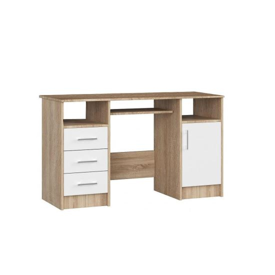BIROU CALCULATOR, PLACA LAMINATA, 3 SERTARE, 5 RAFTURI, STEJAR SI ALB, 124X52X74 CM, ANA [1]