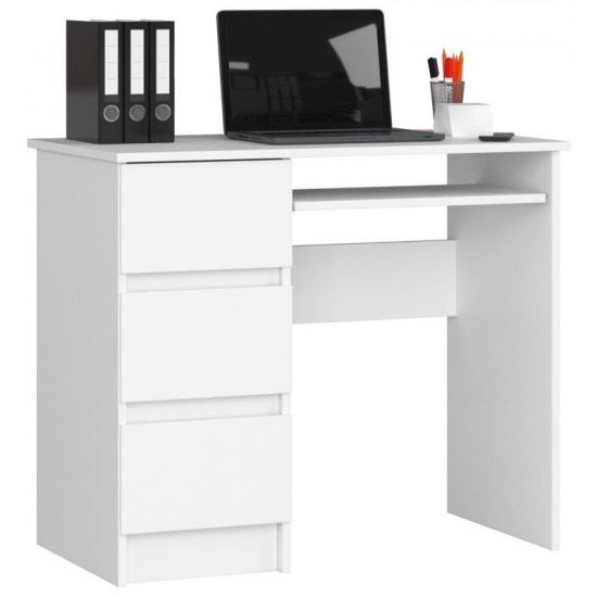 BIROU CALCULATOR, PLACA LAMINATA, 3 SERTARE, STANGA, 1 RAFT, ALB, 90X50X77 CM [1]