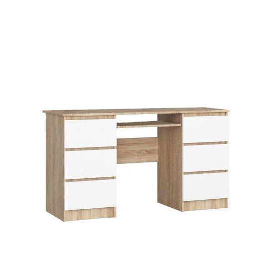 BIROU CALCULATOR, PLACA LAMINATA, 6 SERTARE, 1 RAFT, STEJAR SI ALB, 135X50X77 CM [1]