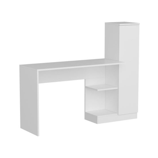 BIROU CU BIBLIOTECA, PAL MELAMINAT, 6 RAFTURI, ALB, 148X45X120 CM, MATILDA, MINAR [1]