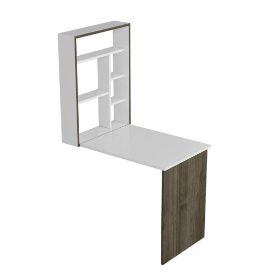 BIROU CU BIBLIOTECA, PLIABIL, PAL MELAMINAT, 6 RAFTURI, ALB SI MARO, 62X93X157 CM, MAGICBOX, MINAR [1]