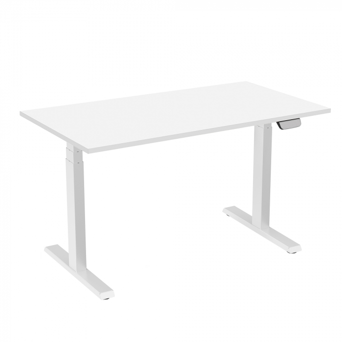 BIROU ERGONOMIC REGLABIL CU 2 MOTOARE, CADRU ALB, BLAT ALB PREMIUM 1380X670X25 MM [1]