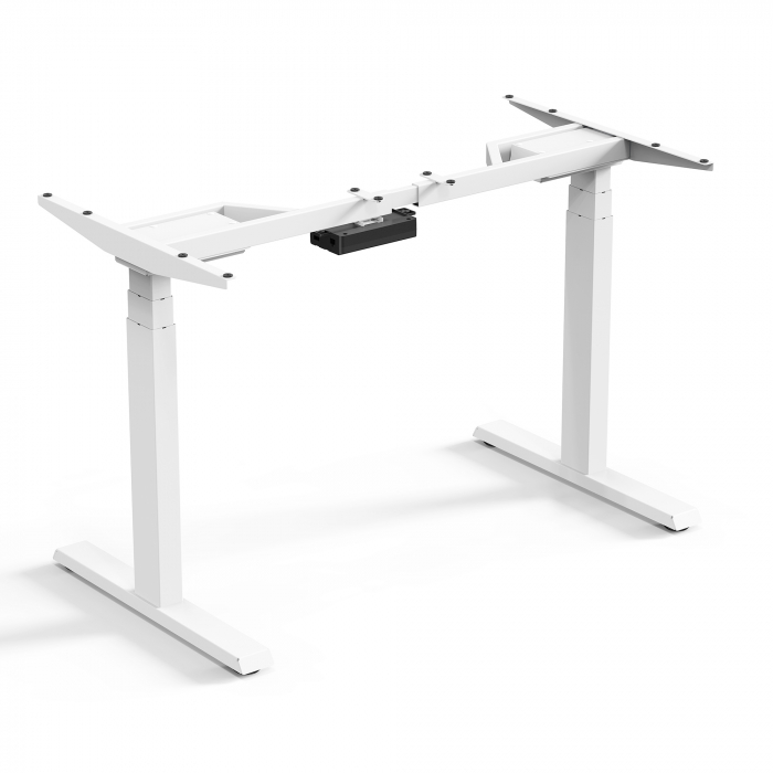 BIROU ERGONOMIC REGLABIL CU 2 MOTOARE, CADRU ALB, BLAT ALB PREMIUM 1580X800X25 MM [5]