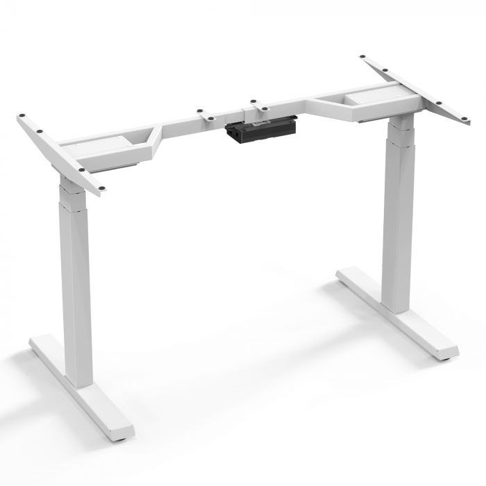 BIROU ERGONOMIC REGLABIL CU 2 MOTOARE, CADRU ALB, BLAT STEJAR HALIFAX 1200X670X25 MM [4]