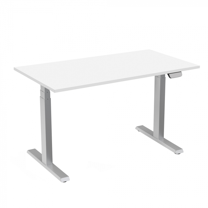 BIROU ERGONOMIC REGLABIL CU 2 MOTOARE, CADRU GRI, BLAT ALB PREMIUM 1380X670X25 MM [1]