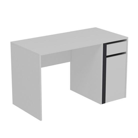 BIROU, PAL MELAMINAT, 1 SERTAR SI 1 DULAP CU 2 RAFTURI, ALB SI ANTRACIT, 120X60X74 CM, MODERN, MINAR [1]