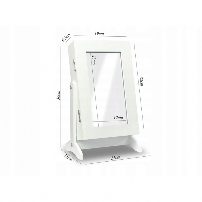 CABINET BIJUTERII CU OGLINDA, ALB 21X15X35 CM [3]