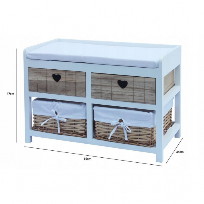 COMODA LEMN, 4 SERTARE SI BANCA, GRI, 69X34X47 CM [3]