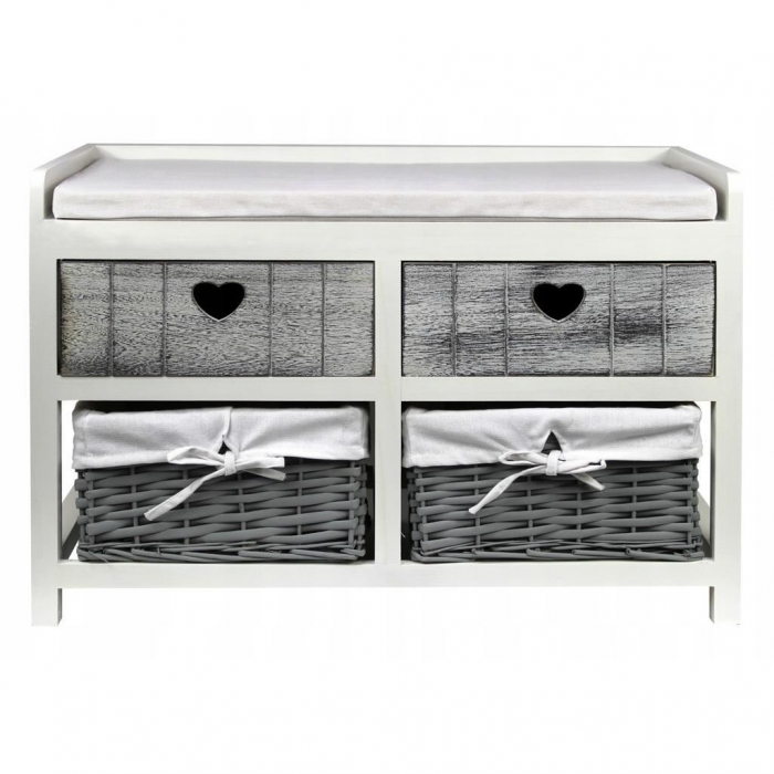 COMODA LEMN, 4 SERTARE SI BANCA, GRI, 69X34X47 CM [2]