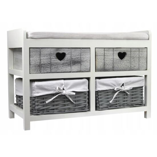 COMODA LEMN, 4 SERTARE SI BANCA, GRI, 69X34X47 CM [1]
