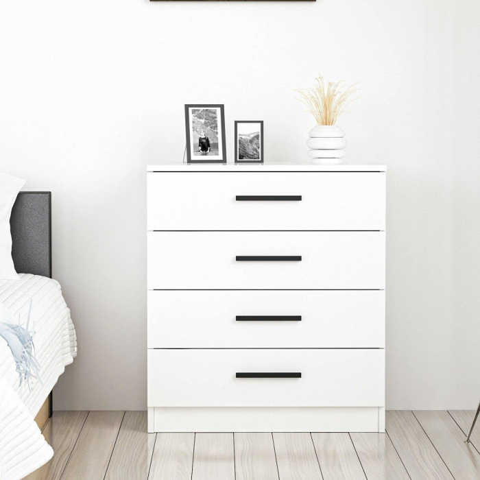 COMODA, PAL MELAMINAT, 4 SERTARE, ALB, 70X42X79 CM, WHITE CASTLE, MINAR [8]