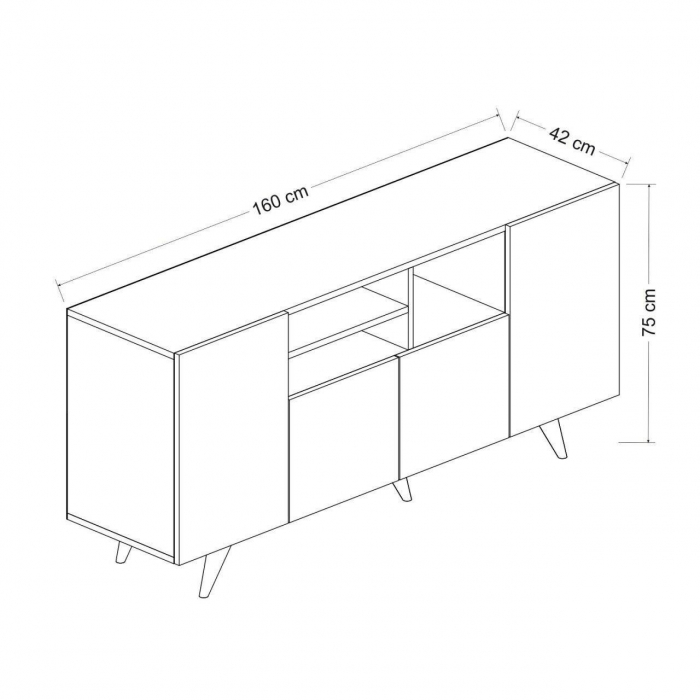 COMODA, PAL MELAMINAT, 9 RAFTURI, ANTRACIT SI NATUR, 160X42X75 CM, SANSA [2]