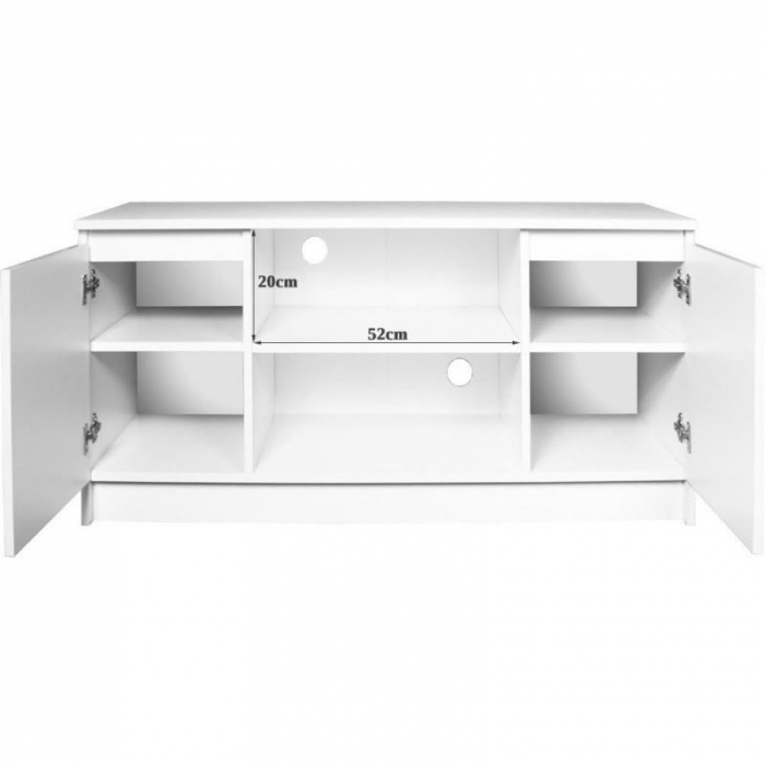 COMODA PENTRU TV, PLACA LAMINATA, 6 RAFTURI, ALB SI WENGE, 120X40X55 CM [3]