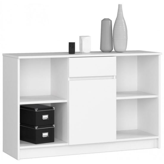COMODA, PLACA LAMINATA, 1 SERTAR, 6 RAFTURI, ALB, 120X40X77 CM [1]