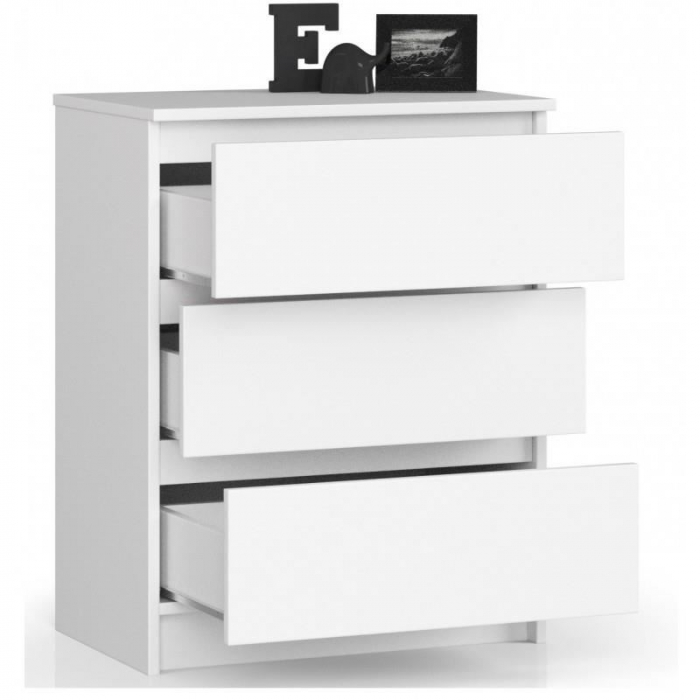 COMODA, PLACA LAMINATA, 3 SERTARE, ALB, 60X40X77 CM [6]