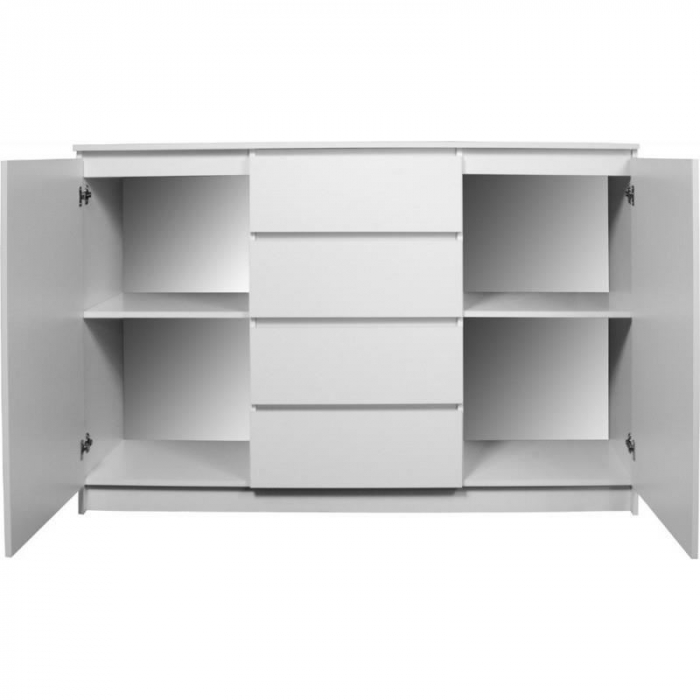 COMODA, PLACA LAMINATA, 4 SERTARE, 4 RAFTURI, ALB, 138X40X99 CM [4]