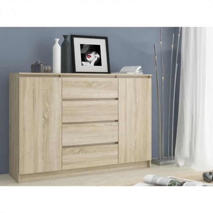 COMODA, PLACA LAMINATA, 4 SERTARE, 4 RAFTURI, STEJAR, 138X40X99 CM [2]